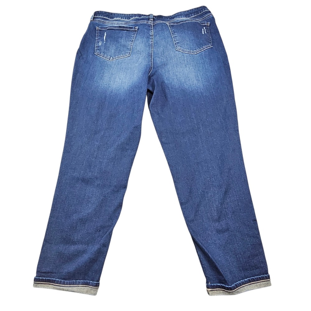 NYDJ Blue Jeans Womens Size 16 Vitality Slim Straight Distressed Cuffed Ankle - Picture 2 of 11